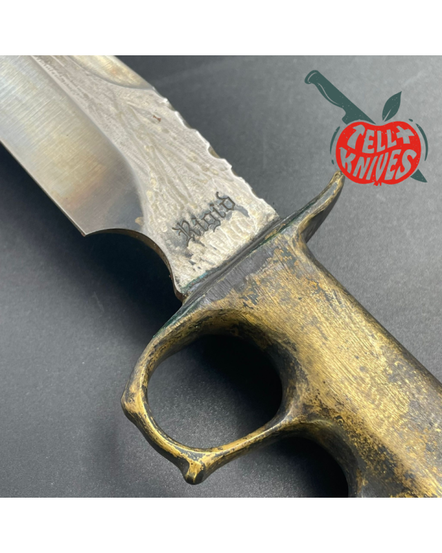Trench Knife Custom Vintage 80ies RIGID blade Japan Swiss Legal Fighting Knife Brass handle Trench Knife Custom Vintage 80ies RIGID blade Japan Swiss Legal Fighting Knife Brass handle