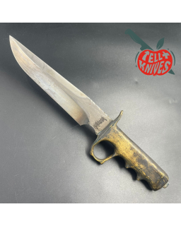 Trench Knife Custom Vintage 80ies RIGID blade Japan Swiss Legal Fighting Knife Brass handle
