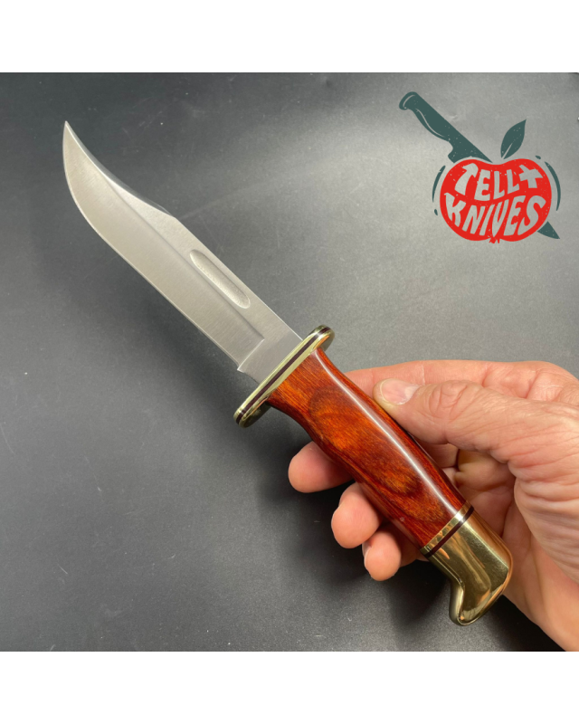 Vintage 1993 BUCK 119 Special 420HC steel brass guard and pommel laminate wood brown leather sheath Vintage 1993 BUCK 119 Special 420HC steel brass guard and pommel laminate wood brown leather sheath