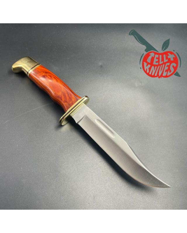 Vintage 1993 BUCK 119 Special 420HC steel brass guard and pommel laminate wood brown leather sheath Vintage 1993 BUCK 119 Special 420HC steel brass guard and pommel laminate wood brown leather sheath