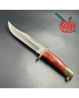 Vintage 1993 BUCK 119 Special 420HC steel brass guard and pommel laminate wood brown leather sheath