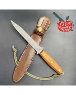 Vintage 80ies Pig Sticker 440C steel grey coating wood handle leather sheath original box