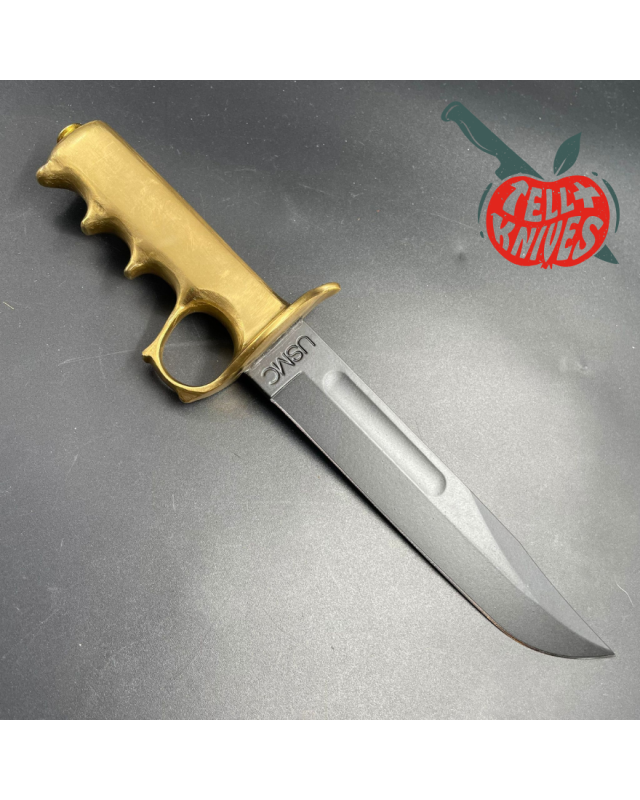 Trench Knife Custom USMC Kabar blade 1095HC steel Swiss Legal Fighting Knife Brass handle Trench Knife Custom USMC Kabar blade 1095HC steel Swiss Legal Fighting Knife Brass handle