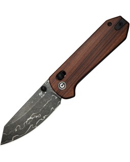 Yonder Crossbar Lock Guibourtia wood Damascus steel Flipper