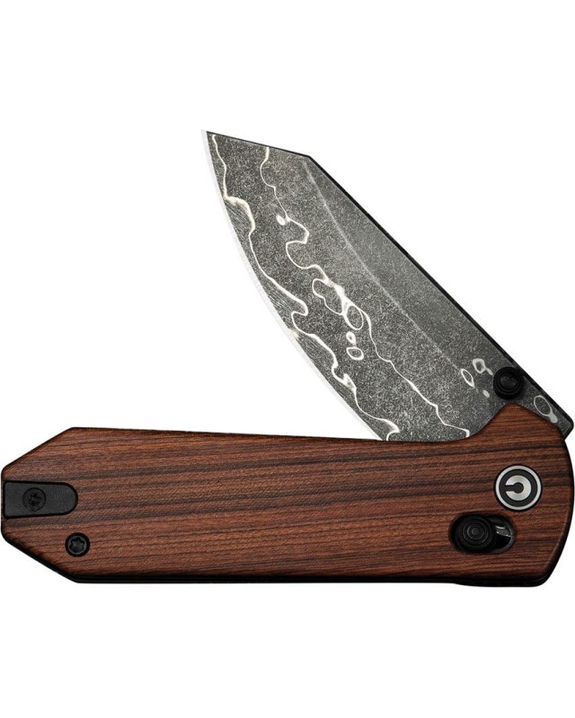 Yonder Crossbar Lock Guibourtia wood Damascus steel Flipper Yonder Crossbar Lock Guibourtia wood Damascus steel Flipper