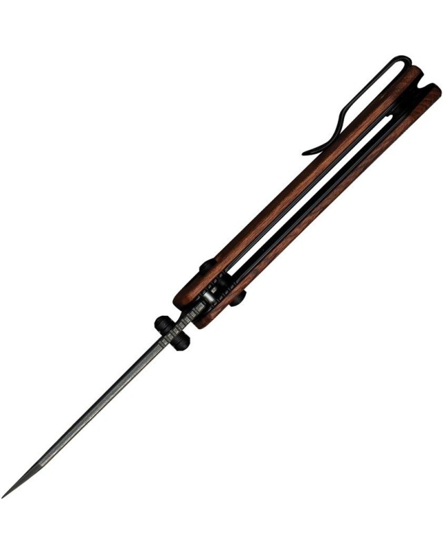 Yonder Crossbar Lock Guibourtia wood Damascus steel Flipper Yonder Crossbar Lock Guibourtia wood Damascus steel Flipper