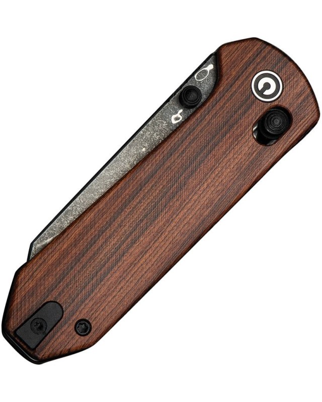 Yonder Crossbar Lock Guibourtia wood Damascus steel Flipper Yonder Crossbar Lock Guibourtia wood Damascus steel Flipper