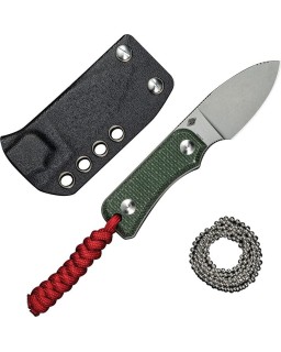 Baby Banter Fixed Blade Neck Knife Full Tang Nitro-V steel green micarta handle black kydex sheath