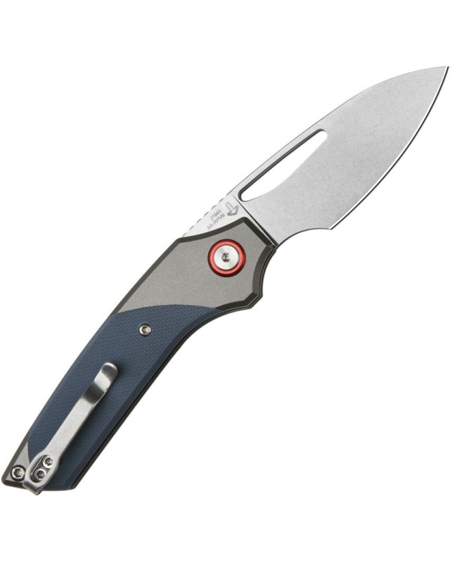 Version Button Lock AR-RPM9 steel stonewash finish Gray Aluminium and blue G10 handle Version Button Lock AR-RPM9 steel stonewash finish Gray Aluminium and blue G10 handle