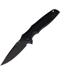 Poros Linerlock 154CM steel TiNi coated finish Black G10 handle