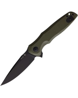 Poros Linerlock 154CM steel TiNi coated finish Green G10 handle