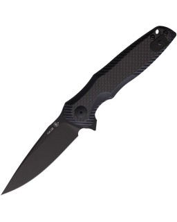 Poros Linerlock 154CM steel TiNi coated finish Black G10 / CF handle
