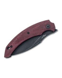 Honos Linerlock Becut steel blackwash finish bordeau micarta handle