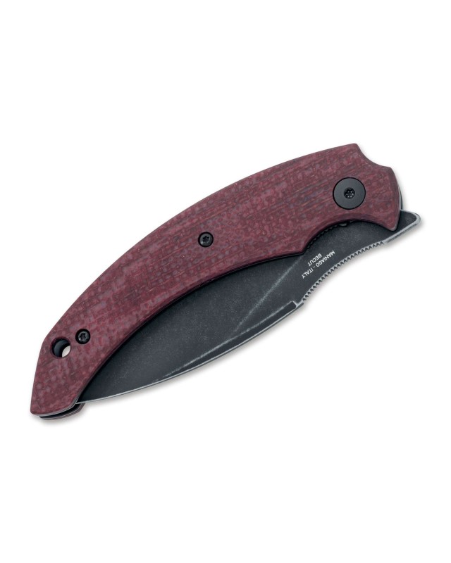 Honos Linerlock Becut steel blackwash finish bordeau micarta handle Honos Linerlock Becut steel blackwash finish bordeau micarta handle