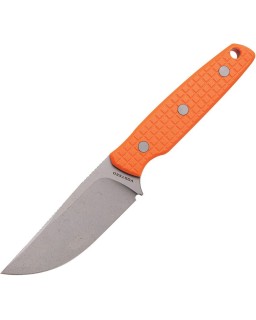 Mink fixed blade Nitro-V steel bead blast stonewash finish orange G10 handle