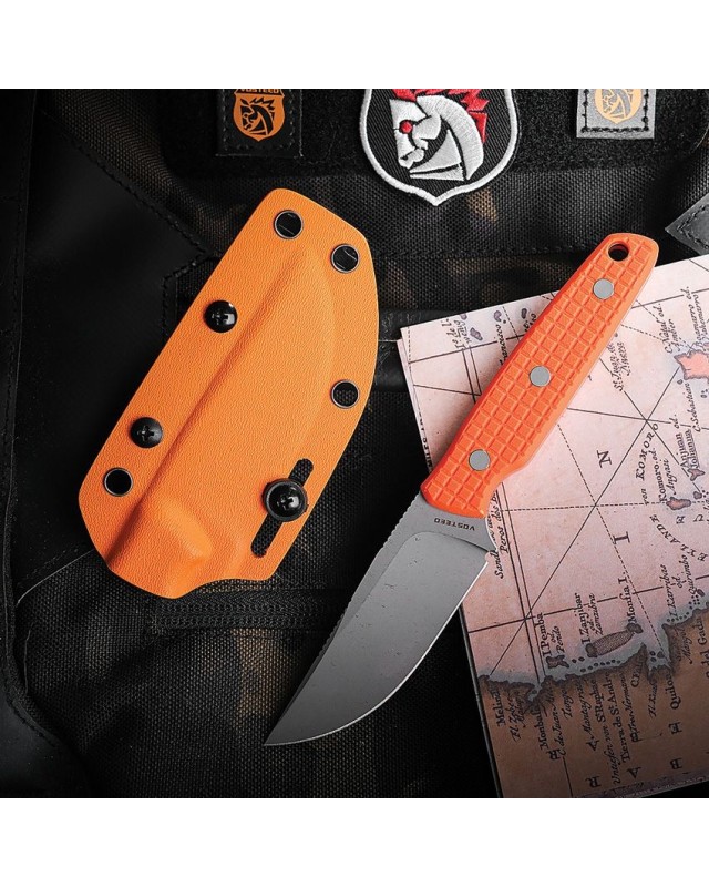 Mink fixed blade Nitro-V steel bead blast stonewash finish orange G10 handle Mink fixed blade Nitro-V steel bead blast stonewash finish orange G10 handle