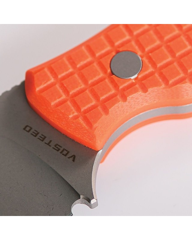 Mink fixed blade Nitro-V steel bead blast stonewash finish orange G10 handle Mink fixed blade Nitro-V steel bead blast stonewash finish orange G10 handle