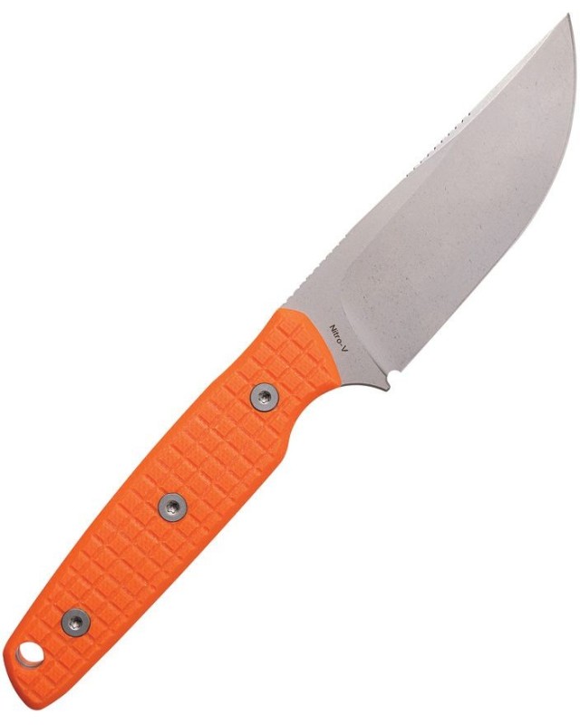 Mink fixed blade Nitro-V steel bead blast stonewash finish orange G10 handle Mink fixed blade Nitro-V steel bead blast stonewash finish orange G10 handle