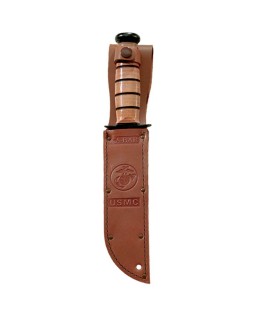 125th Anniversary USMC Fixed Blade 1095HC carbone steel stacked leather handle brown leather sheath