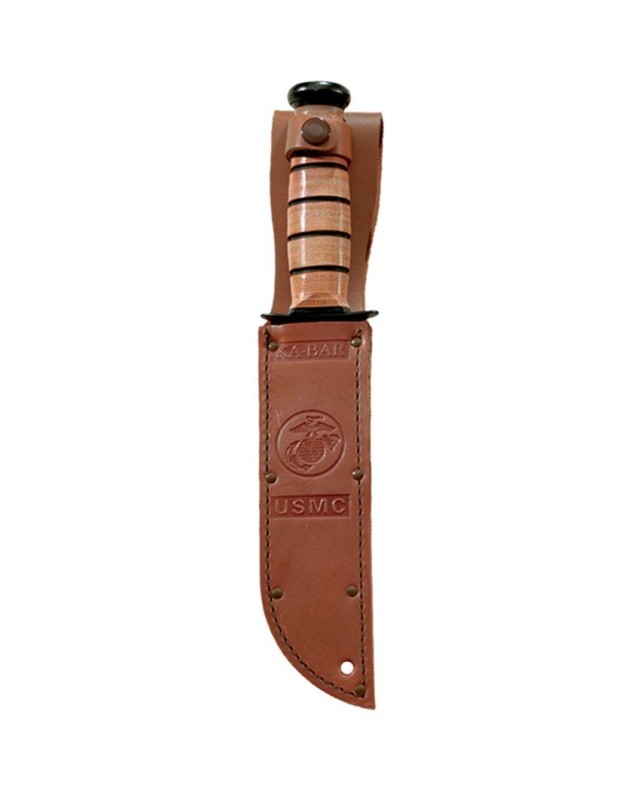 125th Anniversary USMC Fixed Blade 1095HC carbone steel stacked leather handle brown leather sheath 125th Anniversary USMC Fixed Blade 1095HC carbone steel stacked leather handle brown leather sheath