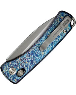 Nightblade Crossbar Lock CPM-20CV steel double satin finish flammed titanium handle DBK design