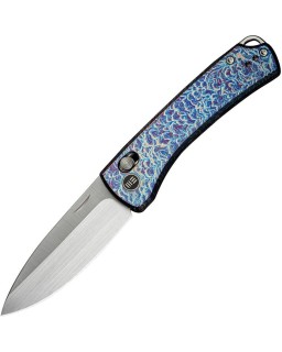 Nightblade Crossbar Lock CPM-20CV steel double satin finish flammed titanium handle DBK design