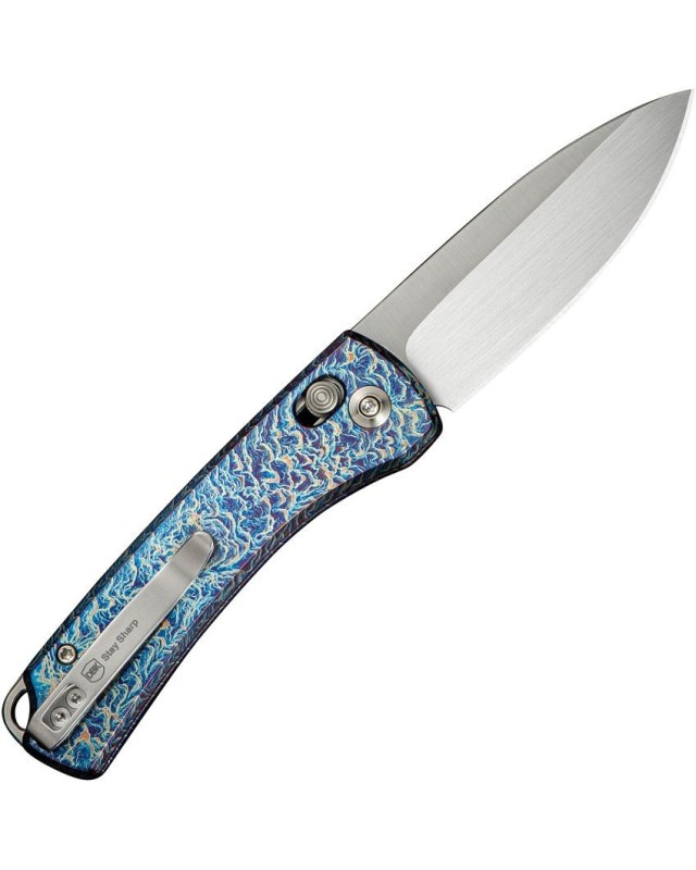 Nightblade Crossbar Lock CPM-20CV steel double satin finish flammed titanium handle DBK design Nightblade Crossbar Lock CPM-20CV steel double satin finish flammed titanium handle DBK design