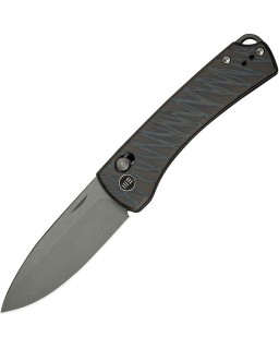 Nightblade Crossbar Lock CPM-20CV steel dark stonewash finish tiger stripes flammed titanium handle DBK design