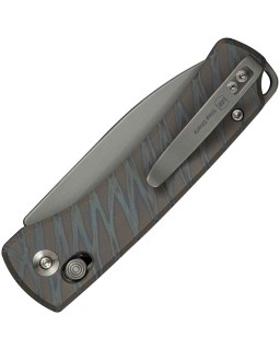 Nightblade Crossbar Lock CPM-20CV steel dark stonewash finish tiger stripes flammed titanium handle DBK design