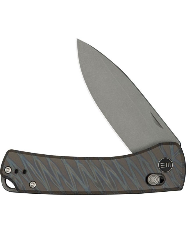 Nightblade Crossbar Lock CPM-20CV steel dark stonewash finish tiger stripes flammed titanium handle DBK design Nightblade Crossbar Lock CPM-20CV steel dark stonewash finish tiger stripes flammed titanium handle DBK design