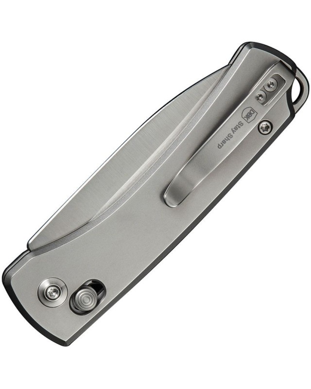 Nightblade Crossbar Lock CPM-20CV steel double satin finish gray titanium handle DBK design Nightblade Crossbar Lock CPM-20CV steel double satin finish gray titanium handle DBK design