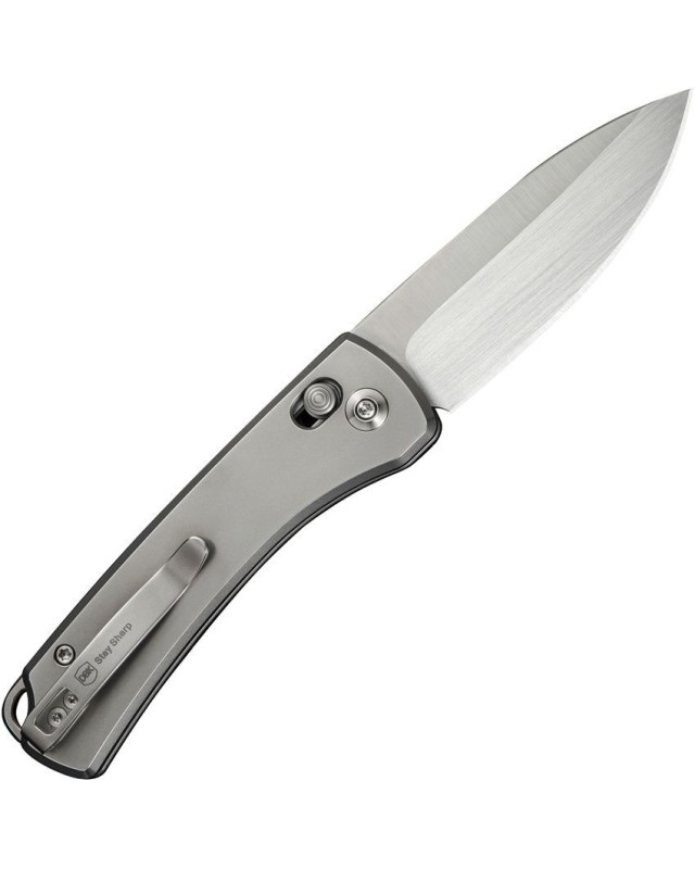 Nightblade Crossbar Lock CPM-20CV steel double satin finish gray titanium handle DBK design Nightblade Crossbar Lock CPM-20CV steel double satin finish gray titanium handle DBK design