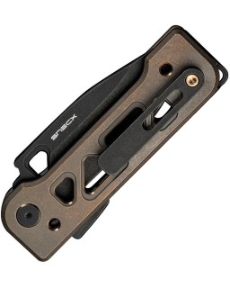 Tyro Superlock Knife CPM-20CV steel blackwash finish Bronze Titanium Handle Snecx Tan design
