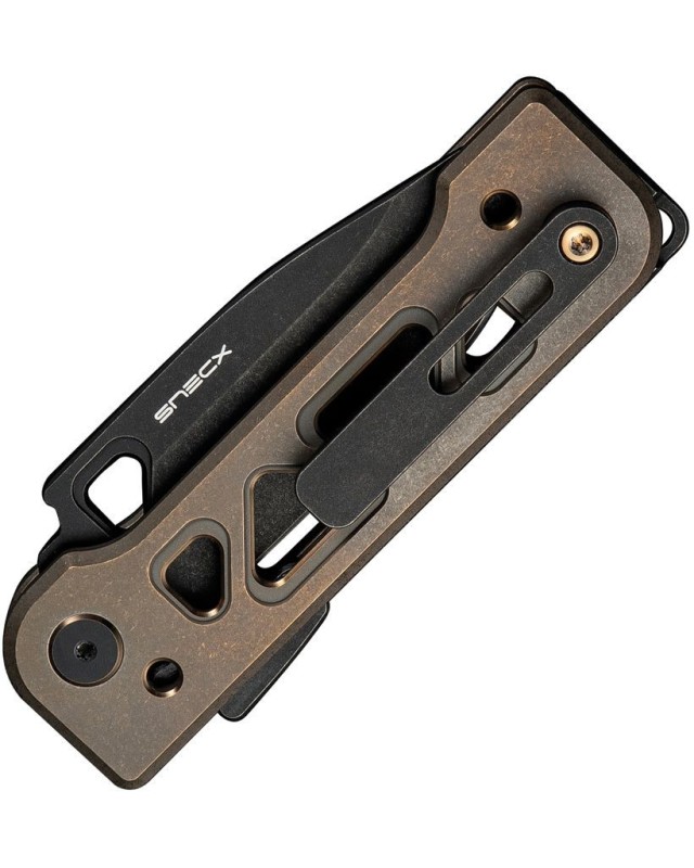 Tyro Superlock Knife CPM-20CV steel blackwash finish Bronze Titanium Handle Snecx Tan design Tyro Superlock Knife CPM-20CV steel blackwash finish Bronze Titanium Handle Snecx Tan design