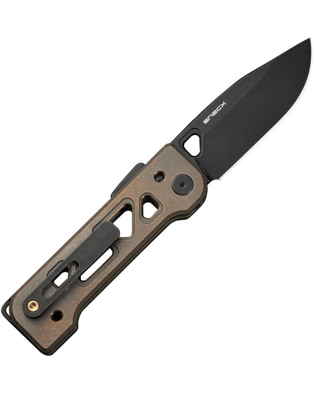Tyro Superlock Knife CPM-20CV steel blackwash finish Bronze Titanium Handle Snecx Tan design Tyro Superlock Knife CPM-20CV steel blackwash finish Bronze Titanium Handle Snecx Tan design