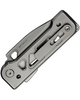 Tyro Superlock Knife CPM-20CV steel stonewash finish gray Titanium Handle Snecx Tan design