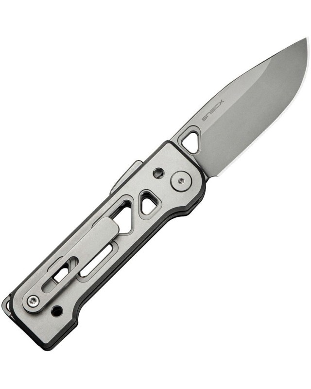 Tyro Superlock Knife CPM-20CV steel stonewash finish gray Titanium Handle Snecx Tan design Tyro Superlock Knife CPM-20CV steel stonewash finish gray Titanium Handle Snecx Tan design