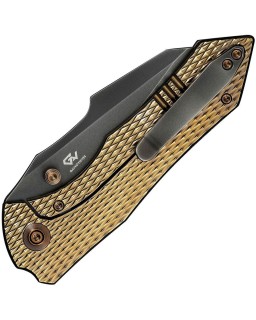 High-Fin XL Knife CPM-20CV steel hand polished finish Gold Titanium Handle Gavko Knives Design