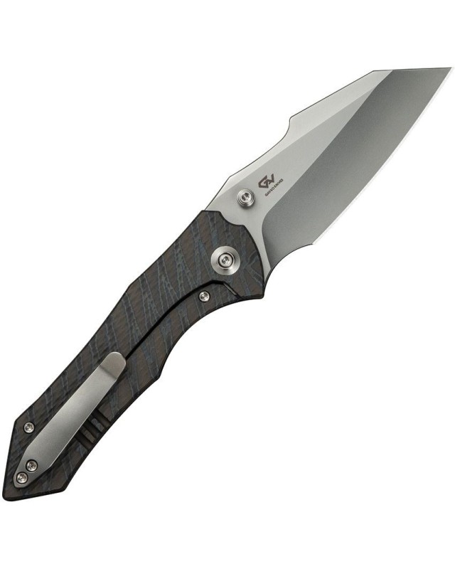 High-Fin XL Knife CPM-20CV steel bead blast hand polished finish Tiger Stripes flamed Titanium Handle Gavko Knives Design High-Fin XL Knife CPM-20CV steel bead blast hand polished finish Tiger Stripes flamed Titanium Handle Gavko Knives Design