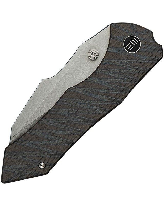 High-Fin XL Knife CPM-20CV steel bead blast hand polished finish Tiger Stripes flamed Titanium Handle Gavko Knives Design High-Fin XL Knife CPM-20CV steel bead blast hand polished finish Tiger Stripes flamed Titanium Handle Gavko Knives Design