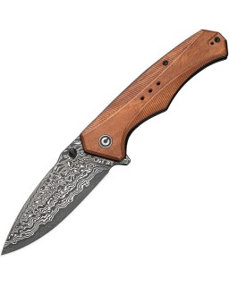 Photonix Wood Handle Damascus steel Flipper C23081B-DS1