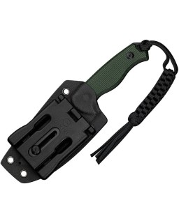 Timberbark Full Tang Fixed Blade 14C28N steel blackwash finish green micarta handle kydex sheath