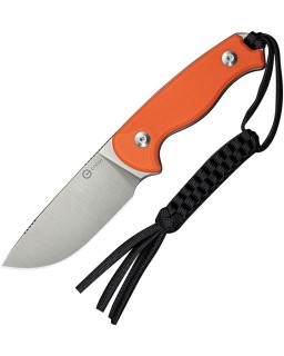 Timberbark Full Tang Fixed Blade 14C28N steel stonewash finish orange G10 handle kydex sheath