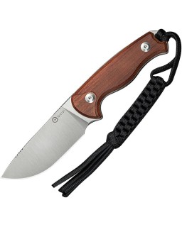 Timberbark Full Tang Fixed Blade 14C28N steel stonewash finish Guibourtia wood handle kydex sheath