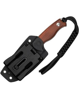 Timberbark Full Tang Fixed Blade 14C28N steel stonewash finish Guibourtia wood handle kydex sheath