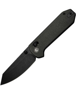Yonder folding knife 14C28N steel blackwash finish Crossbar Lock Dark Green Micarta Handle