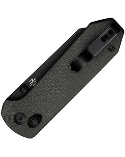 Yonder folding knife 14C28N steel blackwash finish Crossbar Lock Dark Green Micarta Handle