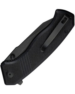 Placoid folding knife 14C28N steel blackwash finish Black G10 Handle Flipper