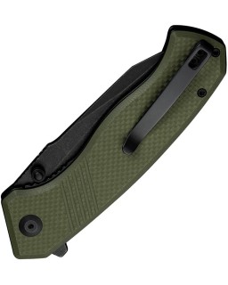 Placoid folding knife 14C28N steel blackwash finish Green G10 Handle Flipper