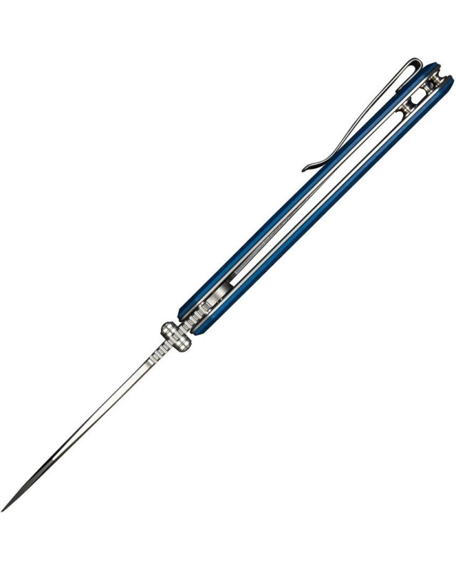 Placoid folding knife 14C28N steel satin finish shredded blue G10 Handle Flipper Placoid folding knife 14C28N steel satin finish shredded blue G10 Handle Flipper